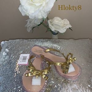 Brand New Gold Glitter studded bow jelly sandals !